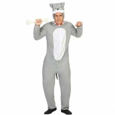 Onesie grijze pit bull hond dieren carnavalspak voor dames/heren
