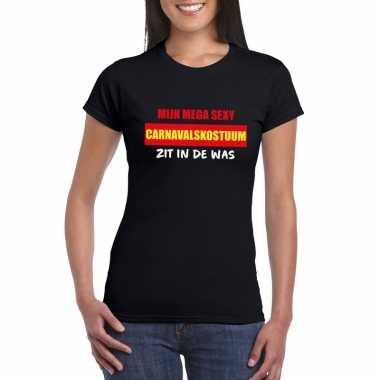 Sexy carnavalspak zit in de was dames t shirt zwart