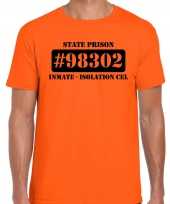 Carnavalspak isolation cel boeven gevangenen shirt oranje heren