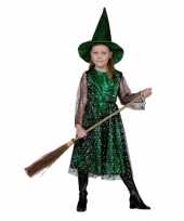 Groene heksencarnavalspak kinderen