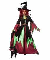 Heksen carnavalspak rood groen vrouwen