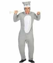Onesie grijze pit bull hond dieren carnavalspak voor dames heren