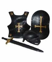 Ridder verkleed carnavalspak set zwart 4 delig